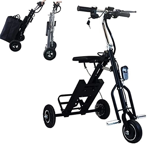 Electric Bike : Folding Electric Bike Trike Light Weight Electric Scooter Tricycle With 36V 5AH 250W Lithium-Ion Battery for Adults, Button Switch 3 Gears, Rear Axle 23.6 Inch, for Mobility Assistance and Travel