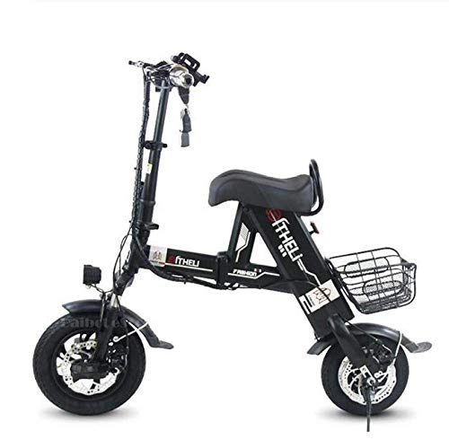 Electric Bike : Folding Electric Bike Wheels Folding Lightweight Electric Bike 12 Inch 500W 36V White / Black, Blackoneseat15ah
