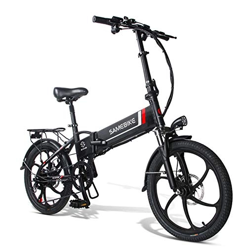 Electric Bike : Folding Electric Bike with Removable 8AH Lithium Battery, Aluminum / Carbon Steel EBike with 20 inch Wheels and 350W 7-speed 350W Motor 30 km / h, Black