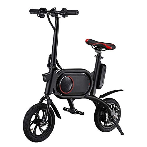 Electric Bike : Folding Electric Bike with USB Charging Port, Lightweight Bicycle with 12 Inch Wheels And 350W Hub Motor, Dual-Disc Brakes, Quick Charge for Adults And Teenagers, Red