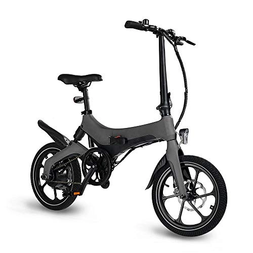 Electric Bike : Folding Electric Bikes, 250W Foldable Pedal Assist E-Bike 16 Inch, Max Speed 25 km / h, 5.2 Ah Removable Lithium Battery, LCD Display, Disc Brake, 3 Modes, Aluminium Alloy Frame, for Adults Men Women
