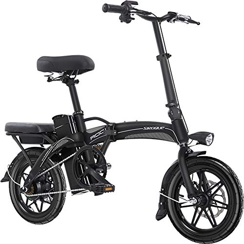 Electric Bike : Folding Electric Bikes for Adults, Lightweight Foldable Compact E-Bike for Commuting Leisure, 14Inch Wheels 400W / 48V Removable Charging Lithium Battery, 3Modes Men Women City Commuting (black)