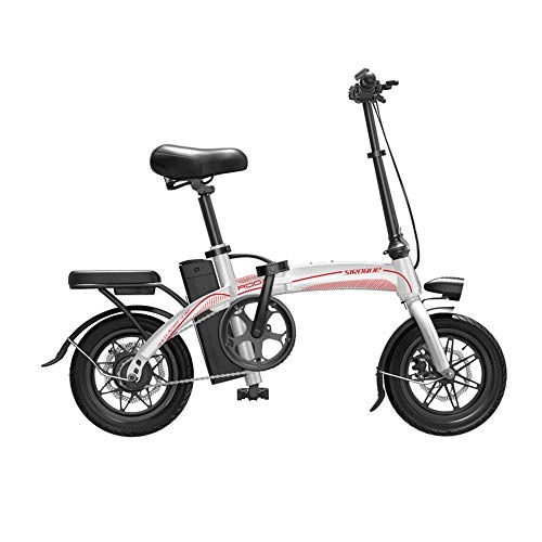 Electric Bike : Folding Electric Bikes for Adults, Lightweight Foldable Compact E-Bike for Commuting Leisure, 14Inch Wheels 400W / 48V Removable Charging Lithium Battery, 3Modes Men Women City Commuting (white)
