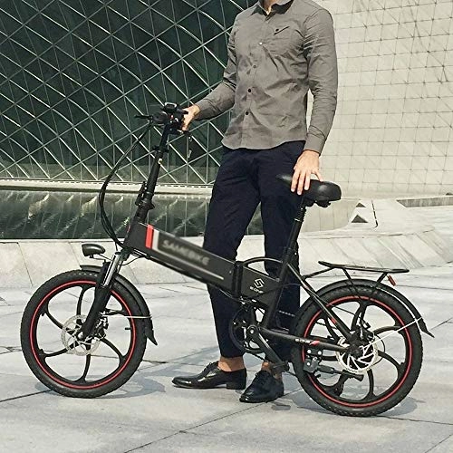 Electric Bike : Folding Electric Bikes for Adults Mountain Bike Portable Easy to Store in Caravan, Motor Home, Folding Electric Bike with 48V 10.4AH Lithium Battery 350w High-speed Motor for Adults