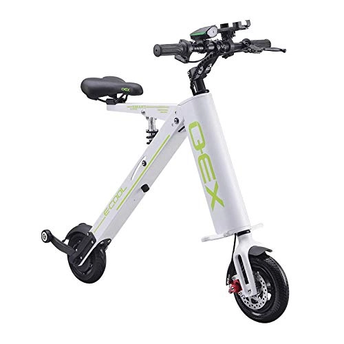 Electric Bike : Folding Electric Car Adult Lithium Battery Bicycle Tricycle Lithium Battery Foldable Portable Travel Battery Car (can Withstand Weight 150KG), White, Onehandle
