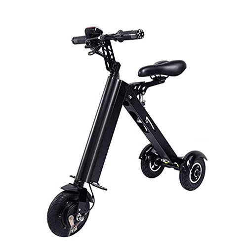 Electric Bike : Folding Electric Car Adult Lithium Battery Bicycle Tricycle Lithium Battery Portable Travel Battery Car (can Withstand Weight 120KG) Black