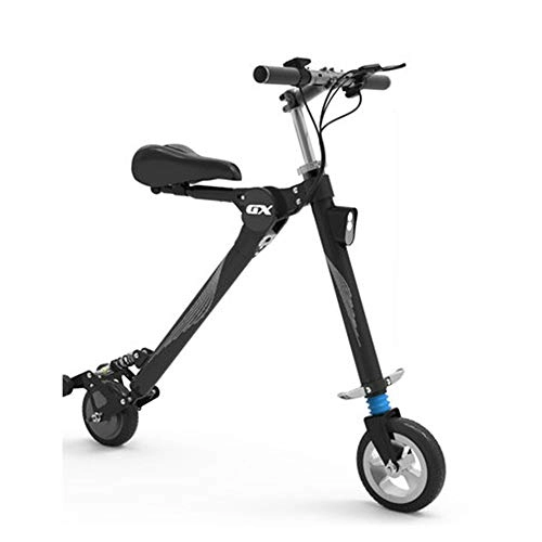 Electric Bike : Folding Electric Car Adult Lithium Battery Bicycle Two-wheel Portable Travel Battery Car LED Lighting Up To 18KM / H Can Withstand Weight 150KG Black