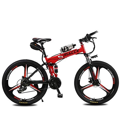 Electric Bike : Folding Electric Car, Electric Bicycle Lithium Battery Boost Mountain Bike Men And Women Travel Adult Mini Battery Car 25 Km Red