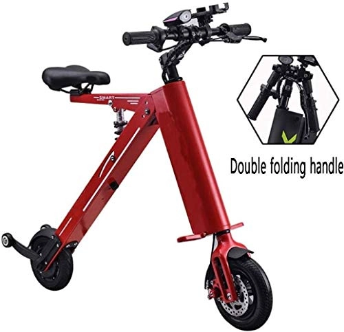 Electric Bike : Folding electric car-growing lithium battery Bicycle Tricycle lithium battery Foldable Portable Travel Battery Car (weight 150KG can resist), Gr ? e: Onehandle, White (Color : Red)