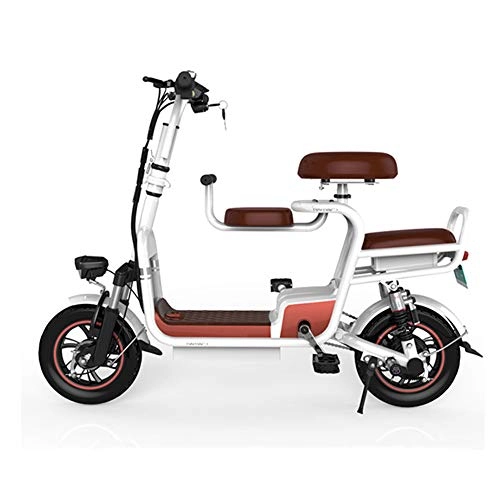 Electric Bike : Folding Electric Commuter Bike 12'' City Ebike with 48v 10ah Removable Lithium-ion Battery Endurance 40km Child Seat Electric Bicycles Suitable for Urban Commuting Etc, White