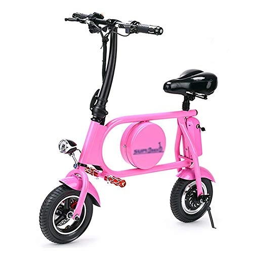 Electric Bike : Folding Electric Commuter Bike City Ebike with 36v 11ah Lithium-ion Battery 400w Aluminum Alloy 25-35km / h Can Bear 120kg Front and Rear Disc Brakes Electric Bicyclessuitable for Men and Women, Pink