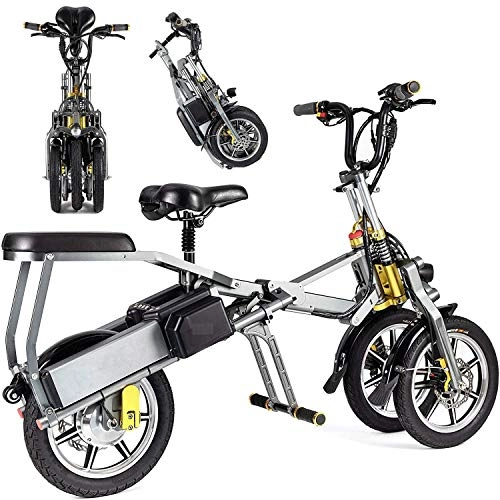 Electric Bike : Folding Electric Commuter Bike Electric Mountain Bike, 14'' City Ebike With 250 / 350W 36v / 48v 10Ah Removable Lithium-Ion Battery Electric Bicycles Maximum Driving Distance 80Km, Speeds Up to 35Km / h