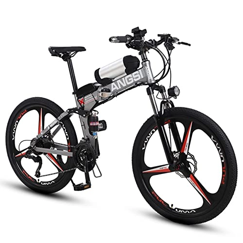 Electric Bike : Folding Electric Mountain Bike，Suspension High-Carbon Steel MTB Bicycle，21 Speeds，26-inch Wheel，Dual Disc Brake Non-Slip，for Adults Mountain Variable Speed Electric
