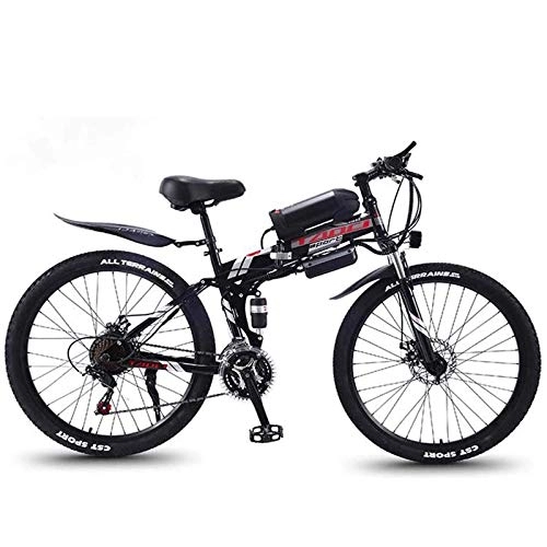 Electric Bike : Folding Electric Snow Bike, 350W Motor, Removable 36V 10Ah Battery, 26 Inch Mountain Bike Fat Bike, for Men Women, Black