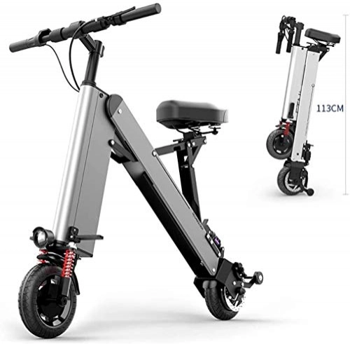 Electric Bike : Folding Portable eBike, Three speed adjustable and fixed speed cruise, Double shock absorbers and night headlights For Commuting & Leisure, Colour:Grey (Color : Grey)