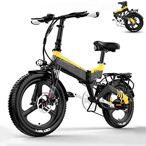 Electric Bike : FTF Folding Portable Adult Electric Bicycle with 400W High-Speed Brushless Motor, Shimano 7-Stage Transmission System, 3 Riding Modes Needs of Various Riding Scenarios