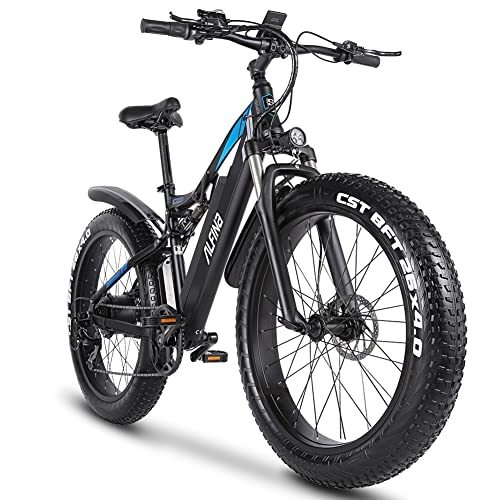 Electric Bike : Full suspension Electric Bicycles ，26 * 4.0 inch Fat Tire Electric Bike for adult, Mountain Bike, 48V*17Ah removable Lithium Battery, Dual hydraulic disc brakes