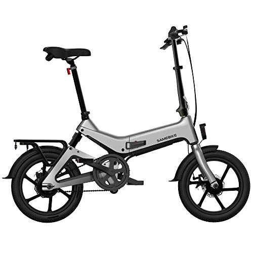 Electric Bike : Fxhan Electric Folding Bike Bicycle Disk Brake Portable Adjustable for Outdoor Cycling gray