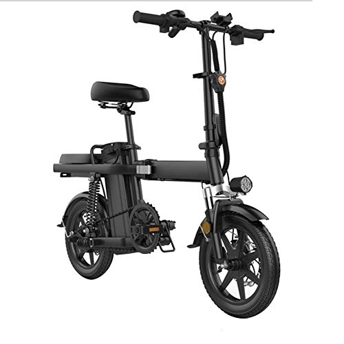 Electric Bike : Fxwj Electric Bike Foldable for Adult Men Women 14 Inch 48V E-Bike with 1.5Ah Lithium Battery City Bicycle Max Speed 25 Km / H Disc Brake