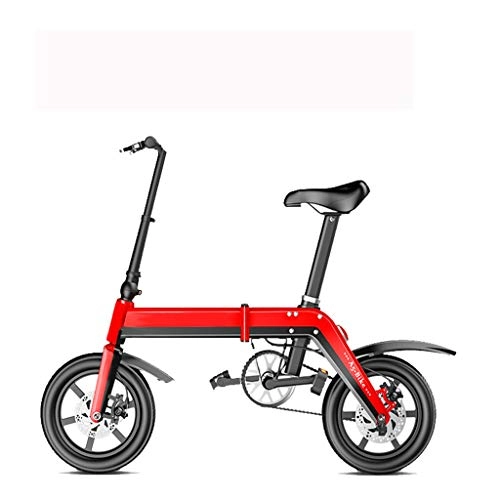 Electric Bike : FYJK Folding Electric Bike - Portable Easy To Store in Caravan, Motor Home, Boat. Short Charge Lithium-Ion Battery And Silent Motor Ebike, Red