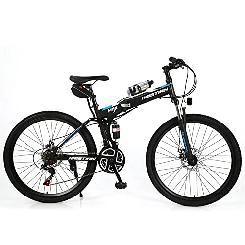 Electric Bike : FYLXKB Electric Bike Electric Mountain Bike, Folding E-Bike With, Alloy 6 Spokes Integrated Wheel, Premium Full Suspension and 21 Speed Gear, Safe and Convenient, Lightweight City Bike, Adult Bicycle