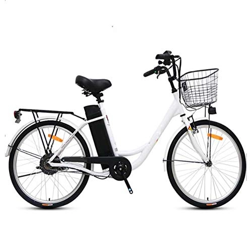 Electric Bike : FZYE 24 inch Adult Electric Bikes Bicycle, Portable Removable lithium battery 3 working modes Sports Outdoor Cycling, White