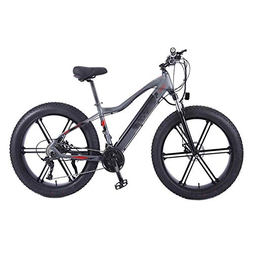 Electric Bike : FZYE 26 inch Electric Bikes Bike, hidden battery Bikes 4.0 Fat tire Snowfield Bicycle Adult, Gray