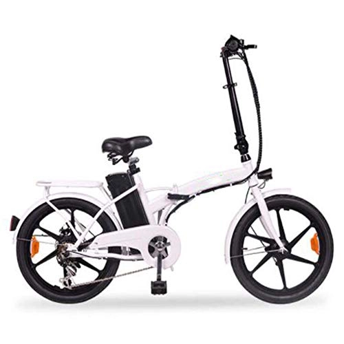 Electric Bike : FZYE Adult Folding Electric Bikes 20 inch, Aluminum alloy wheel Bikes 36V10A lithium-ion battery Bicycle Men Women Sports Outdoor Cycling, White