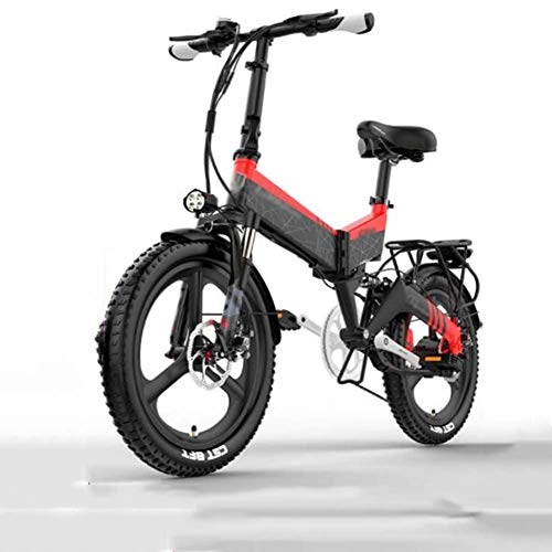 Electric Bike : FZYE Folding Electric Bikes, 20 Inch Tires Off-Road Bicycle Adult Men Women Bike Outdoor Cycling, Red