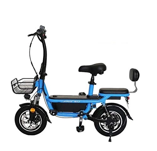 Electric Bike : G.Z Folding Electric Bicycle, 12-Inch 48V250W Strong Magnetic Motor, Comfortable And Stable Parent-Child Mobility Assisted Electric Bicycle, Sine Wave Controller, 25KM / H, Blue