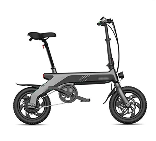 Electric Bike : Gaoyanhang 12 inch electric bicycle - 350W 10AH ultra light lithium battery battery bicycle driving small folding E-Bike (Color : Black)
