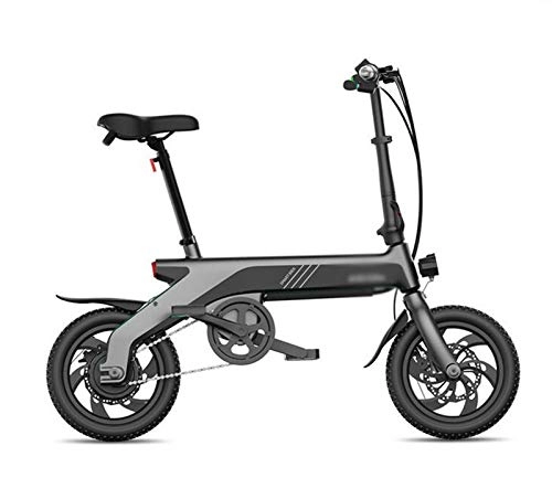 Electric Bike : Gaoyanhang 12 inch electric bicycle ultra light lithium battery battery bicycle driving small folding electric car (Color : Black)