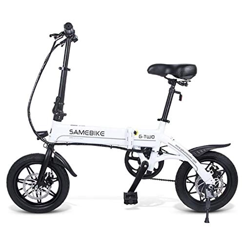 Electric Bike : Gaoyanhang 14 inch electric bicycle-36V / 7.5AH lithium battery folding bicycle, 250W high speed brushless motor, 25km / h speed (Color : White)