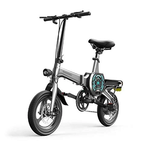 Electric Bike : Gaoyanhang 14 inch Folding Electric Bike 36V10AH Electric Bicycle Small car assisted mobility battery car (Color : Gray)