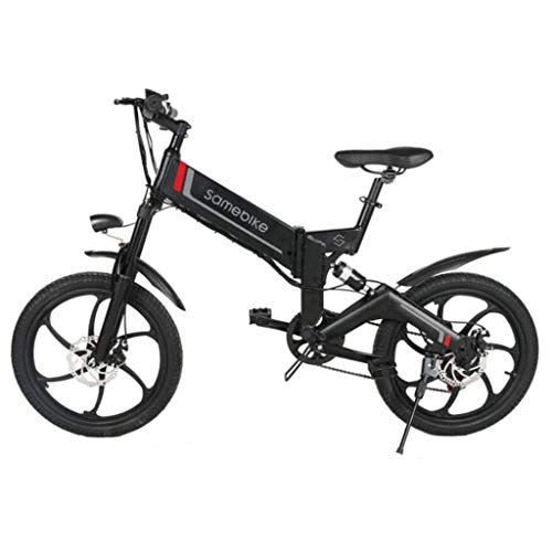 Electric Bike : Gaoyanhang 20 inch 350W folding electric bicycle, 48V / 8ah lithium battery, front and rear disc brake hybrid electric vehicle (Color : Black)