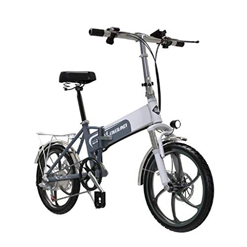 Electric Bike : Gaoyanhang 20-inch foldable bicycle with a 7-speed variable speed electric mountain bike 48V / 10AH lithium drive 350W brushless motor (Color : Gray)