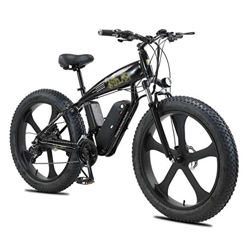Electric Bike : Gaoyanhang 26 inch electric bike - 350W 36V snow bike 4.0 fat tire E-bike lithium battery mountain bike (Color : Black)