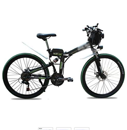 Electric Bike : Gaoyanhang 26 inch folding electric bicycle 48v lithium battery 350w 10ah adult electric bicycle (Color : Black)