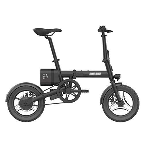 Electric Bike : Gaoyanhang Electric bicycle - 14 inch folding adult small battery car 36V 6AH ultralight folding E-bike 250w alloy motor ，EBS system kinetic energy recovery (Color : Black)