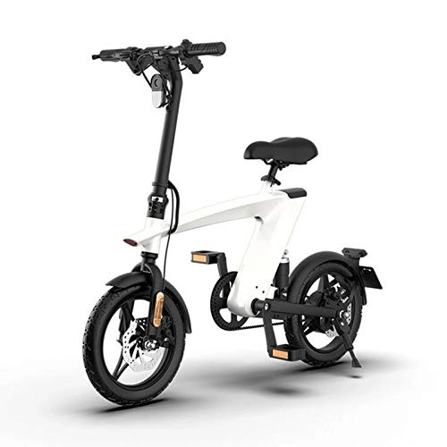 Electric Bike : Gaoyanhang Electric bicycle-250w 10ah lithium battery two-wheel folding electric bicycle electric motorcycle (Color : White)
