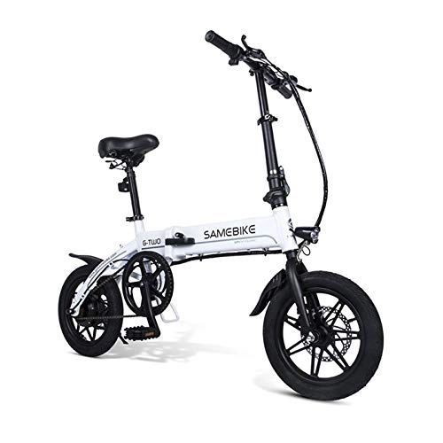 Electric Bike : Gaoyanhang Electric folding bicycle - 36V / 7.5AH 14-inch folding bike, 250W high-speed brushless motor, 25km / h, aluminum alloy rust-proof body (Color : White)