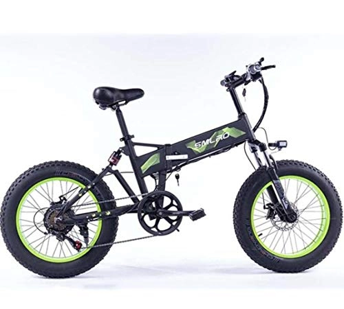 Electric Bike : Gaoyanhang Folding Electric Bike 500W Motor with 48V 8Ah Removable Lithium-Ion Battery 20 inch Ebike Fat Tire Electric Bicycle (Color : Green)