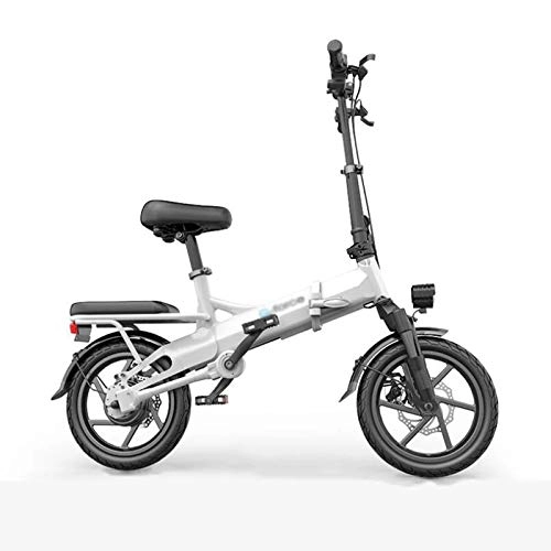 Electric Bike : Gaoyanhang Mini E-bike - 14 inch chainless electric folding bicycle Substitute shaft drive electric bicycle (Color : White)