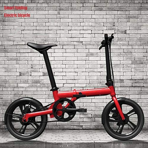 Electric Bike : GASLIKE 16 Inch Smart Folding Electric Bike, Lightweight Aluminum Alloy Frame Electric Bicycle, Removable Lithium-Ion Battery, LCD Liquid Crystal Instrument, ACS Cruise Control System, Red