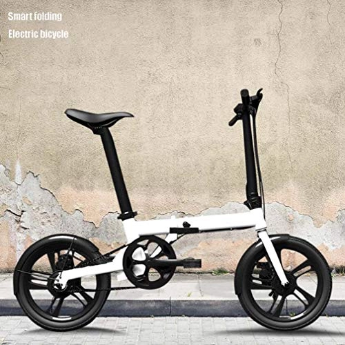 Electric Bike : GASLIKE 16 Inch Smart Folding Electric Bike, Lightweight Aluminum Alloy Frame Electric Bicycle, Removable Lithium-Ion Battery, LCD Liquid Crystal Instrument, ACS Cruise Control System, White
