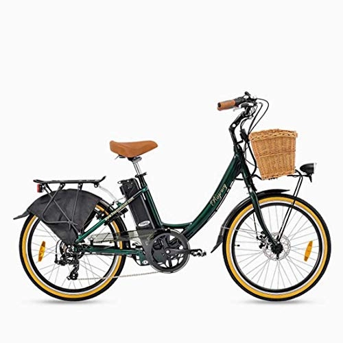 Electric Bike : GASLIKE Adult 24Inch Electric Commuter Bike, 36V Lithium Battery Aluminum Alloy Retro 7 Speed Electric Bicycle, A, 10.4AH