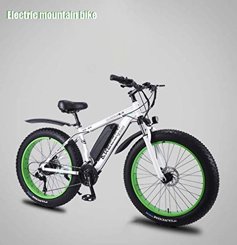 Electric Bike : GASLIKE Adult Mens Electric Mountain Bike, Removable 36V 10AH Lithium Battery, 350W Beach Snow Bikes, Aluminum Alloy Off-Road Bicycle, 26 Inch Wheels, B, 21 speed