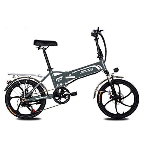 Electric Bike : GASLIKE Adult Mountain Electric Bike, 48V Lithium Battery, 7 Speed Aerospace Grade Aluminum Alloy Foldable Electric Bicycle 20 Inch Wheels, Gray, 55KM