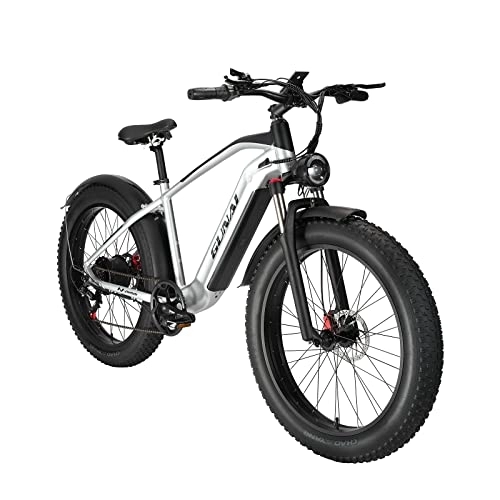 Electric Bike : GAVARINE Electric Bike for Adult E-Bike 26 '' 4.0 Fat Tire with Removable 48V 17AH Lithium-ion Battery, Shimano 7 Speed and Double Shock Absorption