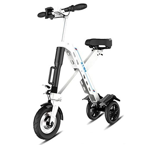 Electric Bike : GDSZMML Adult Electric Bicycle Folding Portable Aluminum Alloy Small Men And Women Electric Tricycle 350W Strong Motor Cruising (Color : White)